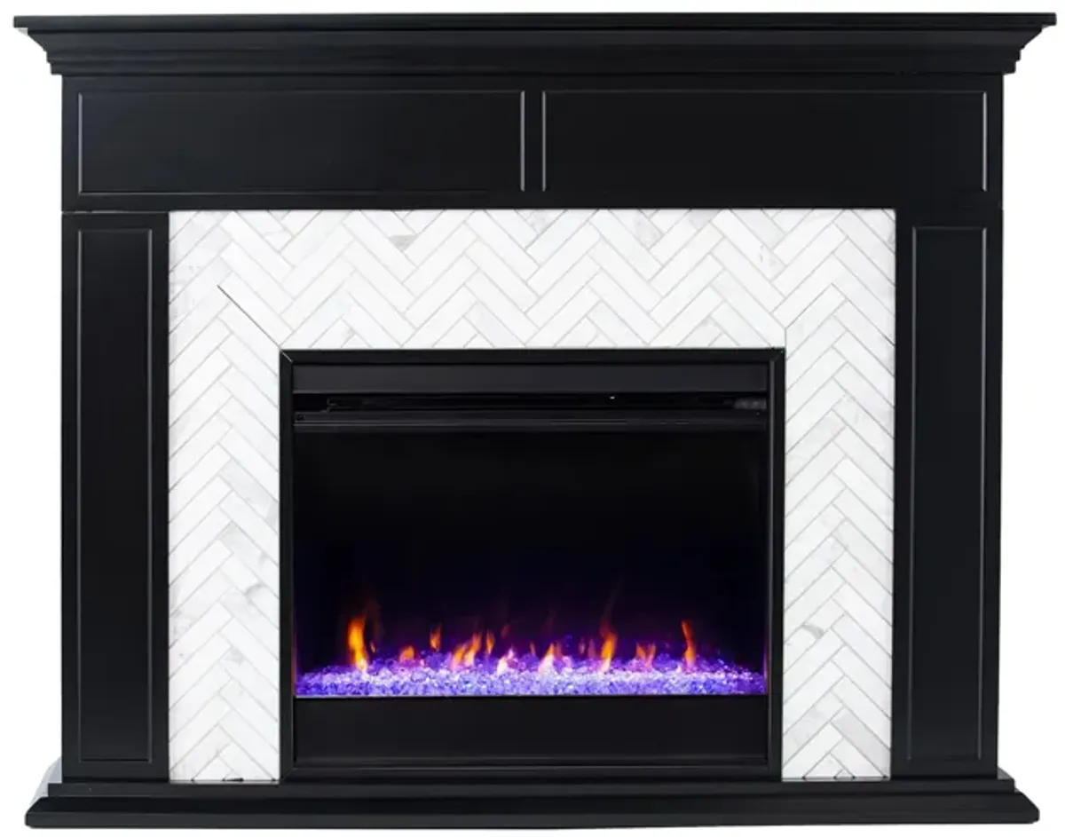 Payton Color Changing Fireplace in Black by SEI Furniture