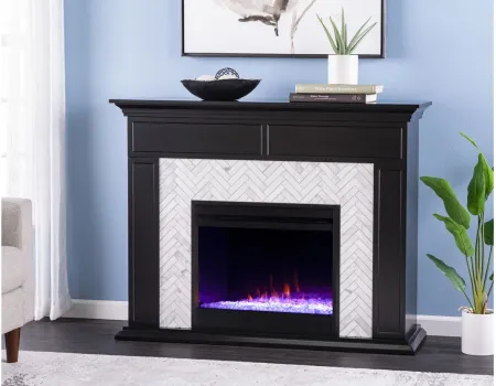 Payton Color Changing Fireplace in Black by SEI Furniture
