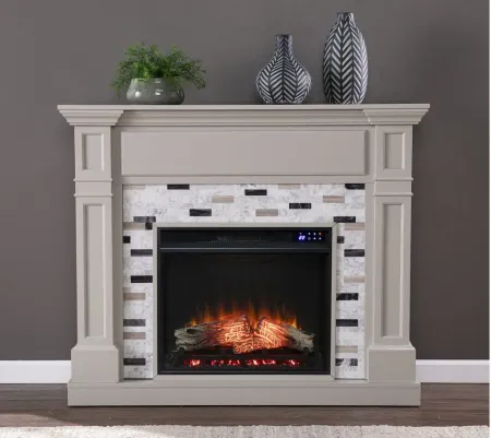 Chester Touch Screen Fireplace in Gray by SEI Furniture