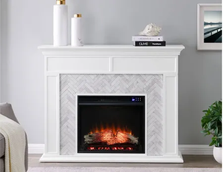 Payton Touch Screen Fireplace in White by SEI Furniture