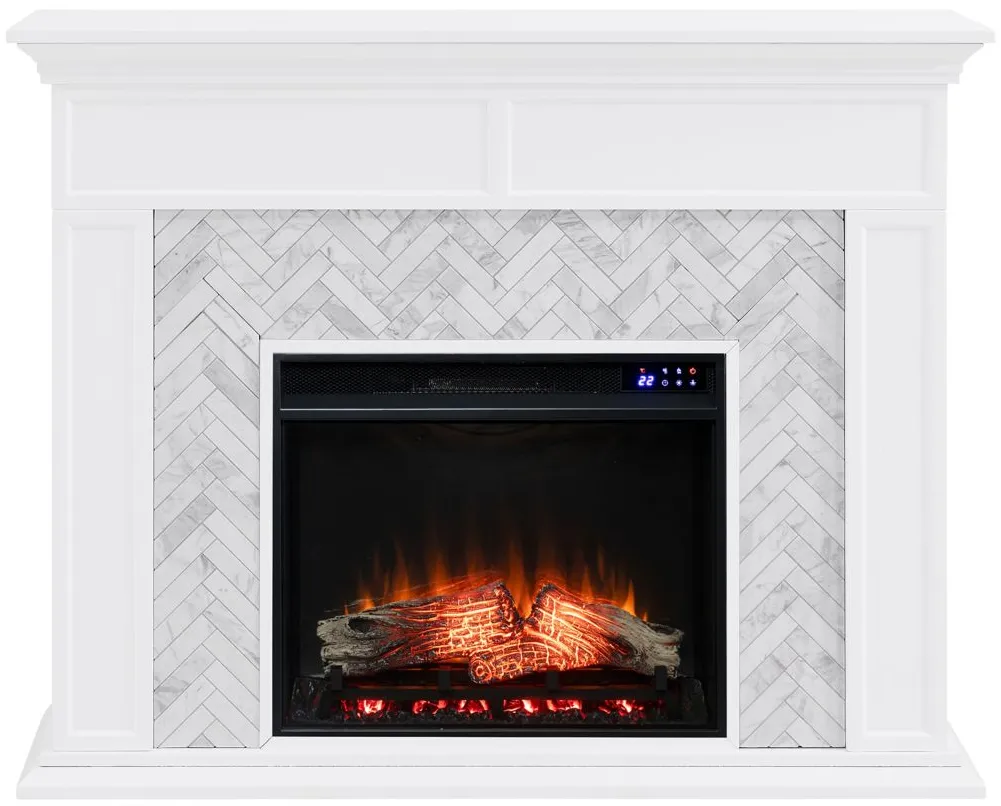 Payton Touch Screen Fireplace in White by SEI Furniture