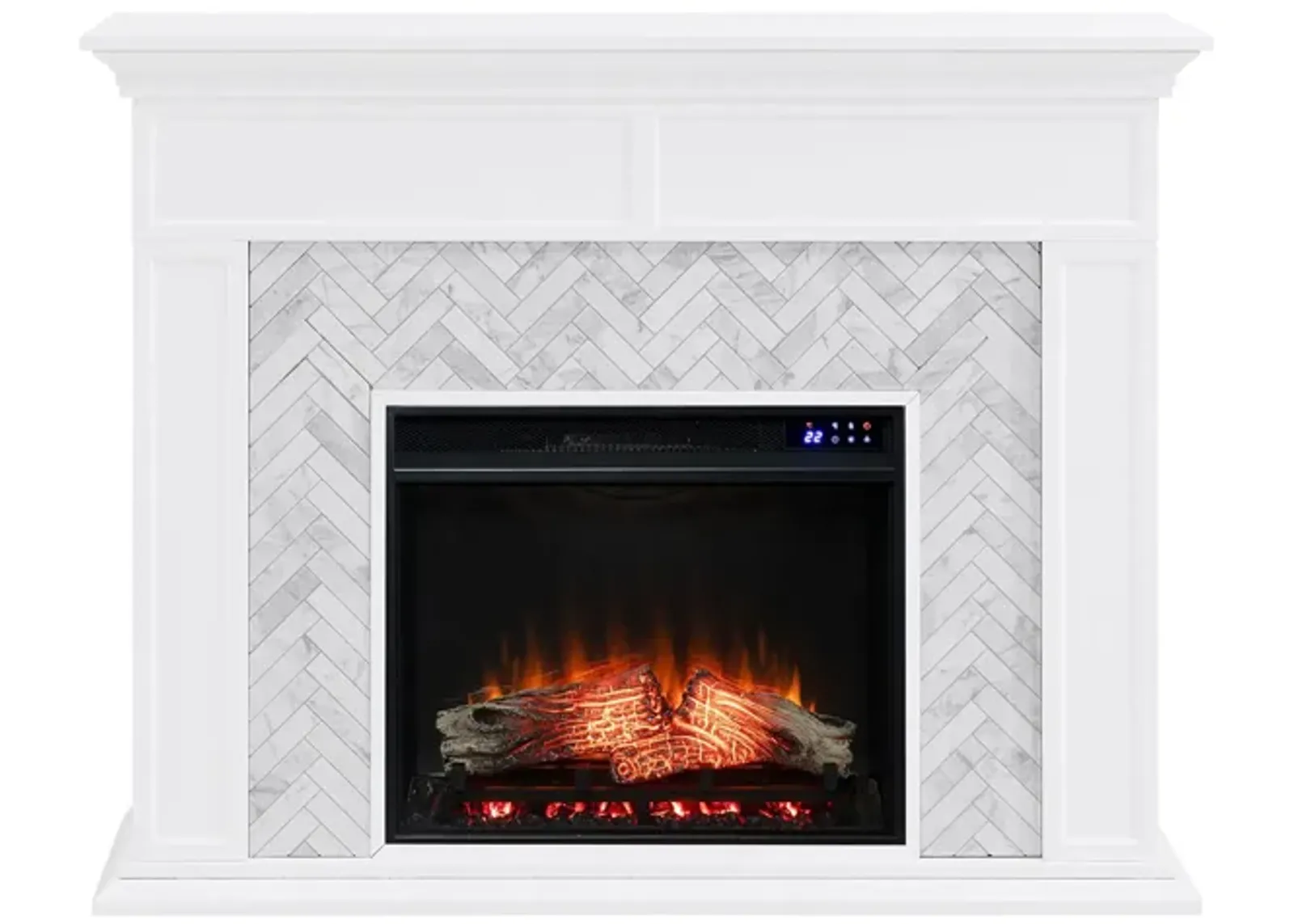 Payton Touch Screen Fireplace in White by SEI Furniture