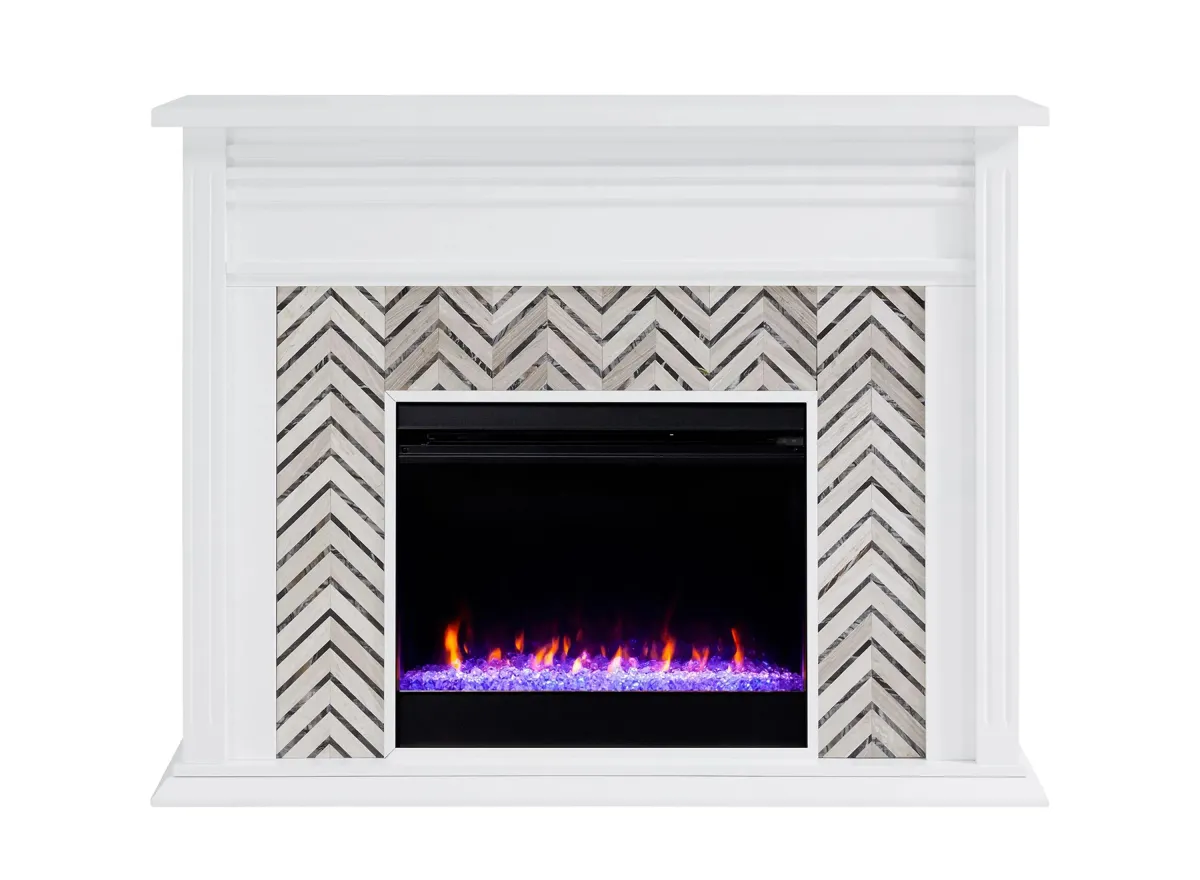 Ludlow Color Changing Fireplace in White by SEI Furniture