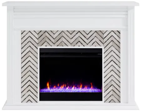 Ludlow Color Changing Fireplace in White by SEI Furniture
