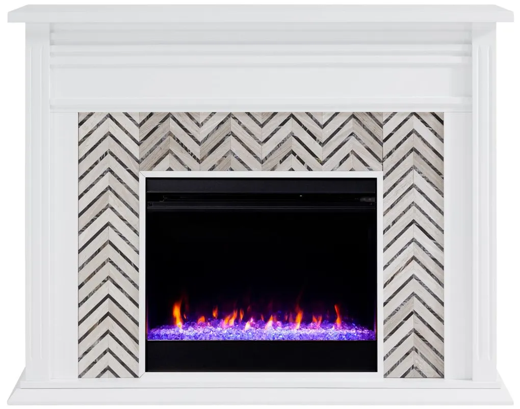 Ludlow Color Changing Fireplace in White by SEI Furniture