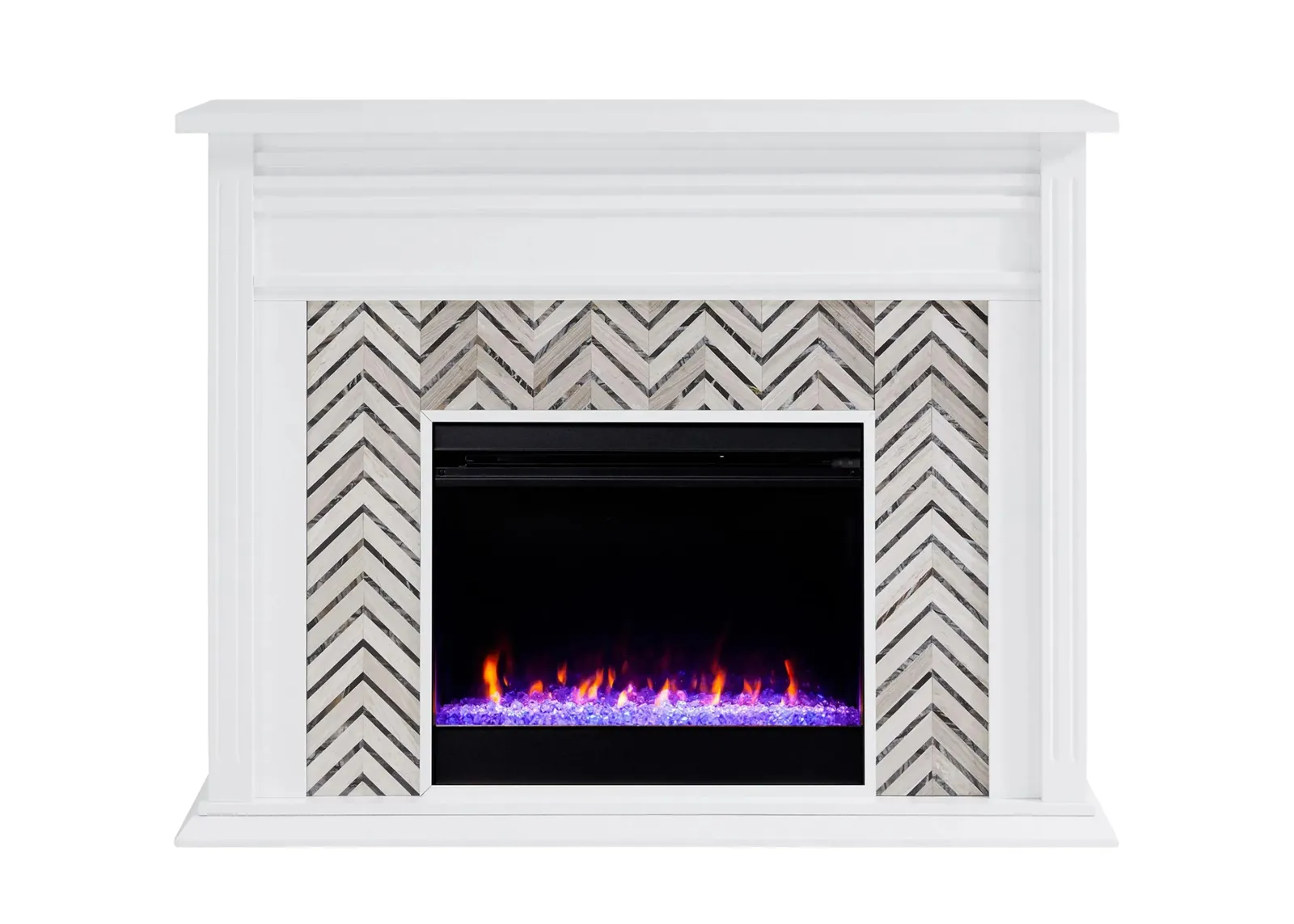 Ludlow Color Changing Fireplace in White by SEI Furniture