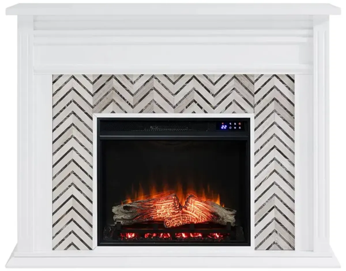 Ludlow Touch Screen Fireplace in White by SEI Furniture