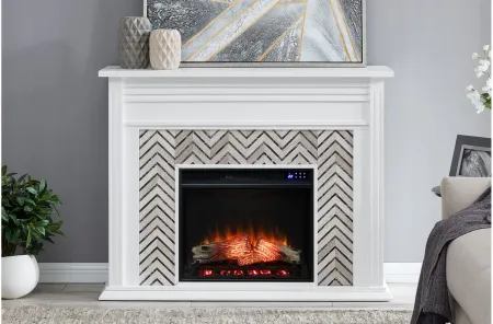 Ludlow Touch Screen Fireplace in White by SEI Furniture