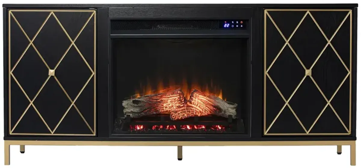 Nelson Touch Screen Fireplace Console in Black by SEI Furniture