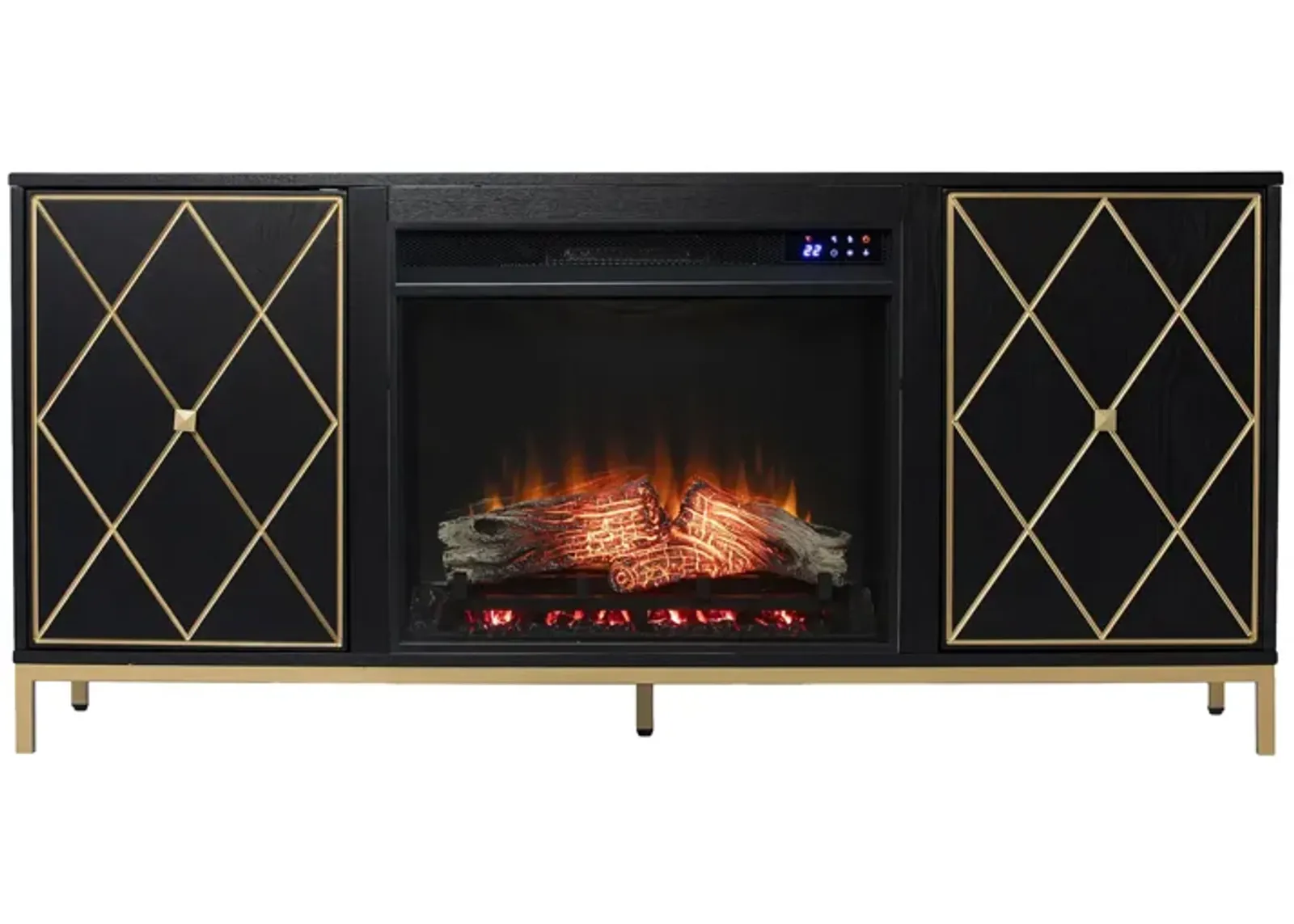 Nelson Touch Screen Fireplace Console in Black by SEI Furniture