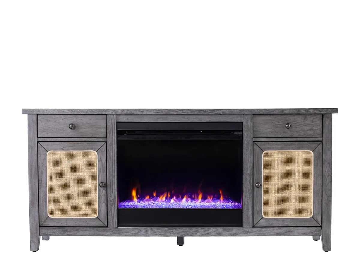 Raegan Fireplace Media Console in Gray by SEI Furniture