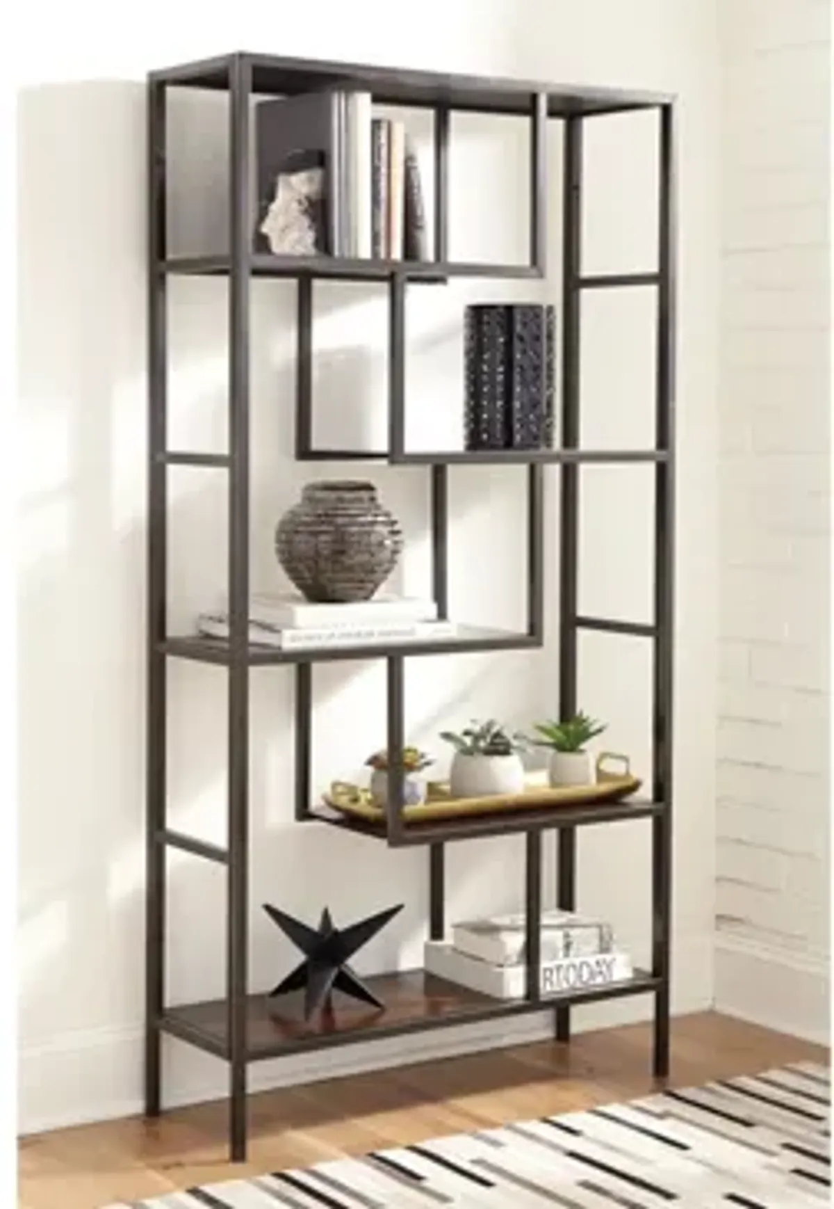 Frankwell Bookcase in Brown/Black by Ashley Furniture