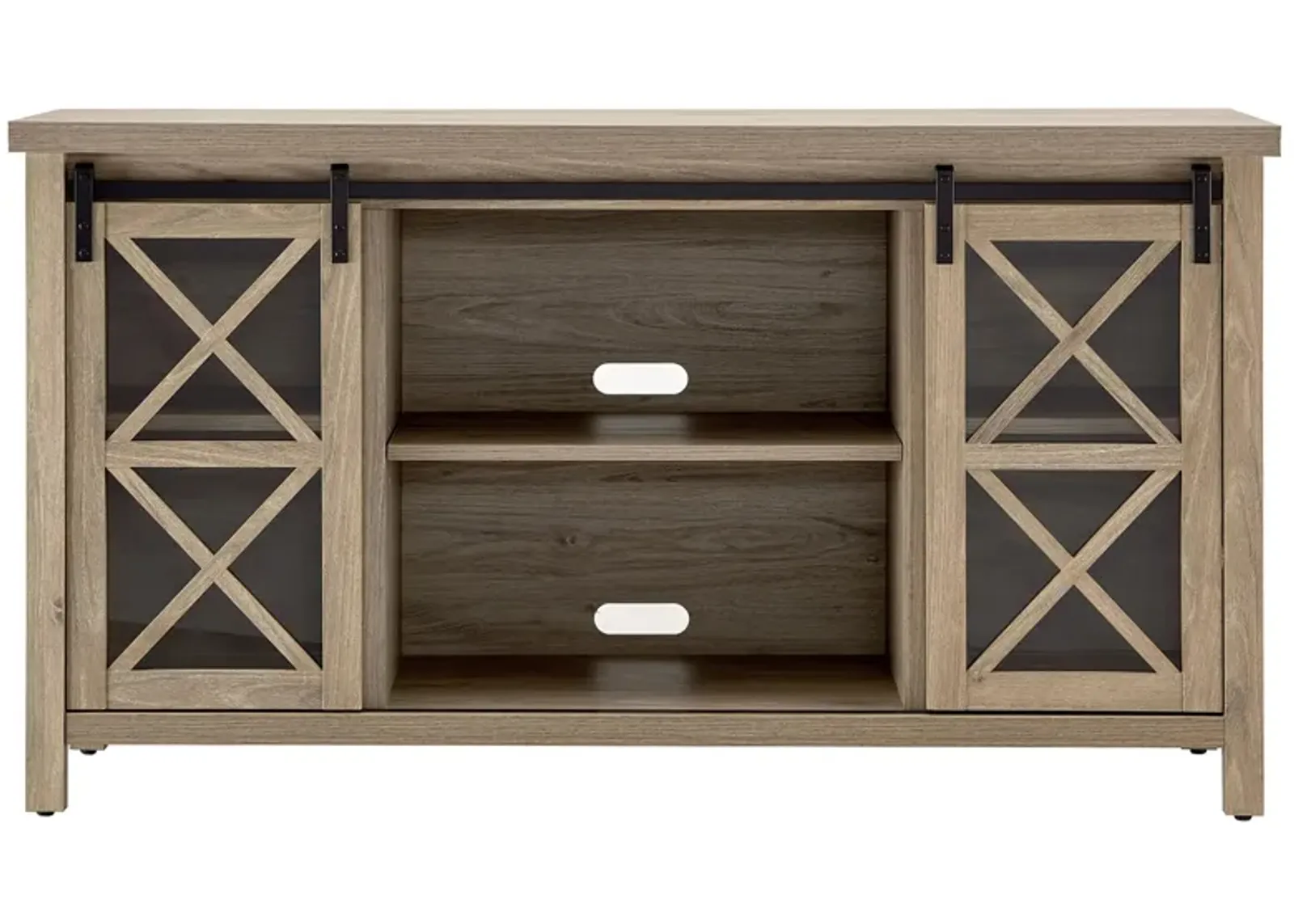 Smith TV Stand in Antiqued Gray Oak by Hudson & Canal