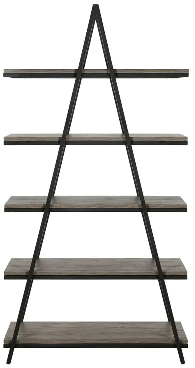 Conry Bookcase in Blackened Bronze/Antiqued Gray Oak by Hudson & Canal