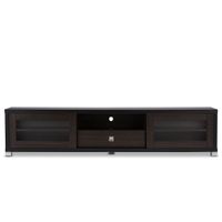 Beasley 70-Inch TV Cabinet with 2 Sliding Doors and Drawer in Dark Brown by Wholesale Interiors