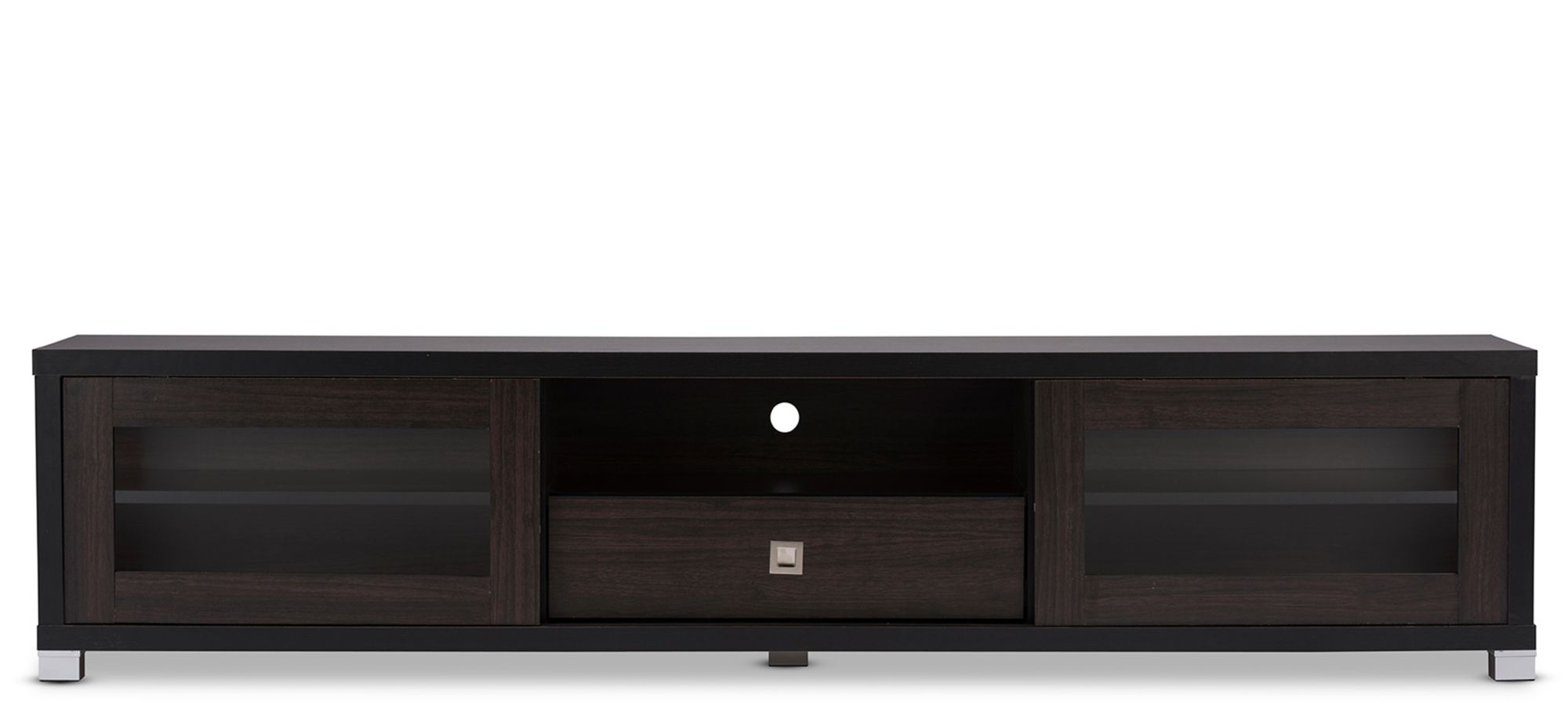 Beasley 70-Inch TV Cabinet with 2 Sliding Doors and Drawer in Dark Brown by Wholesale Interiors