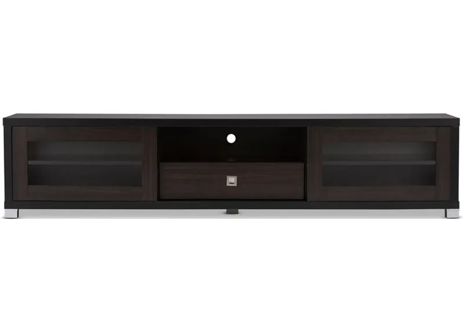 Beasley 70-Inch TV Cabinet with 2 Sliding Doors and Drawer in Dark Brown by Wholesale Interiors