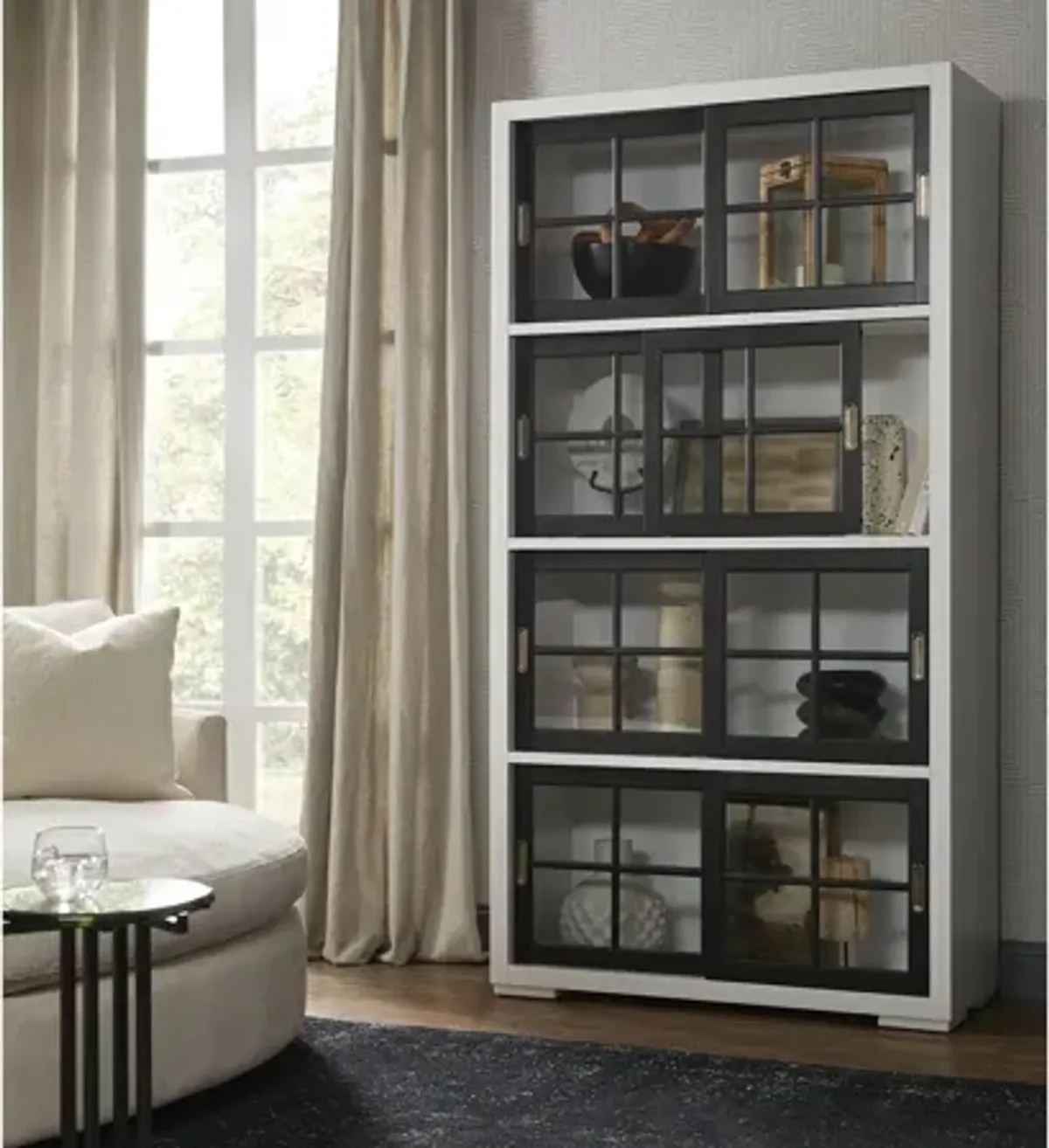 Botten 4-Shelf Sliding Door Bookcase