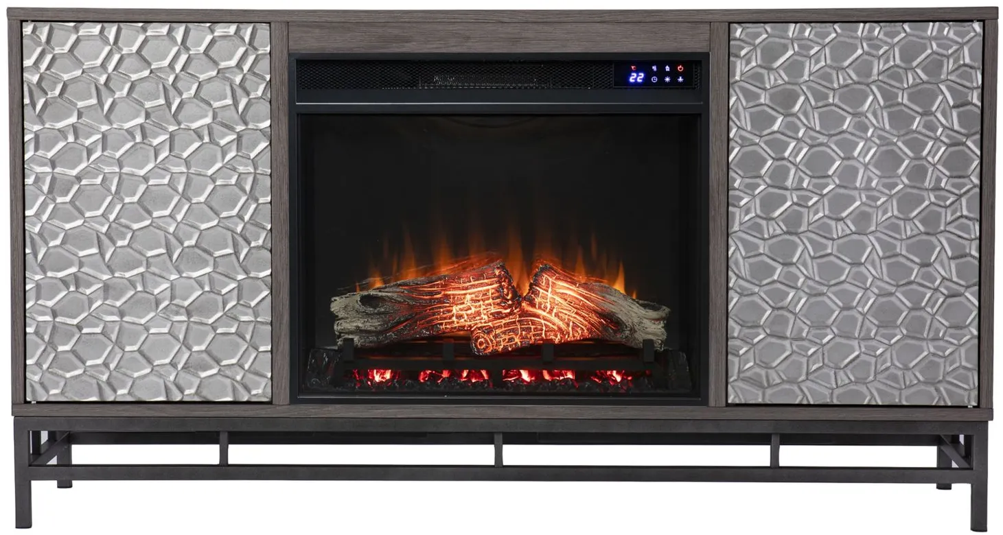 Luciana Touch Screen Fireplace Console in Gray by SEI Furniture
