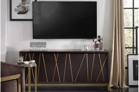 Entertainment Console 65 in in Dark Brown/Gold by Hooker Furniture