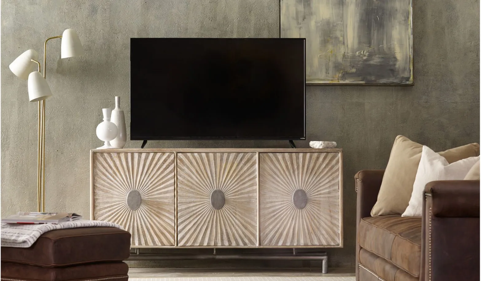 Kenji 68" Entertainment Console in Light Brown by Hooker Furniture