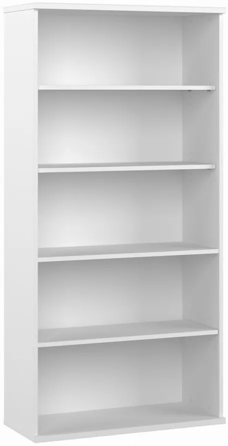 Steinbeck 5 Shelf Bookcase in White by Bush Industries