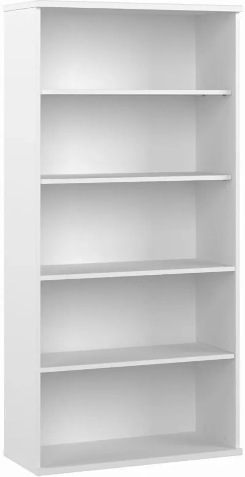 Hybrid Tall 5 Shelf Bookcase in White by Bush Industries