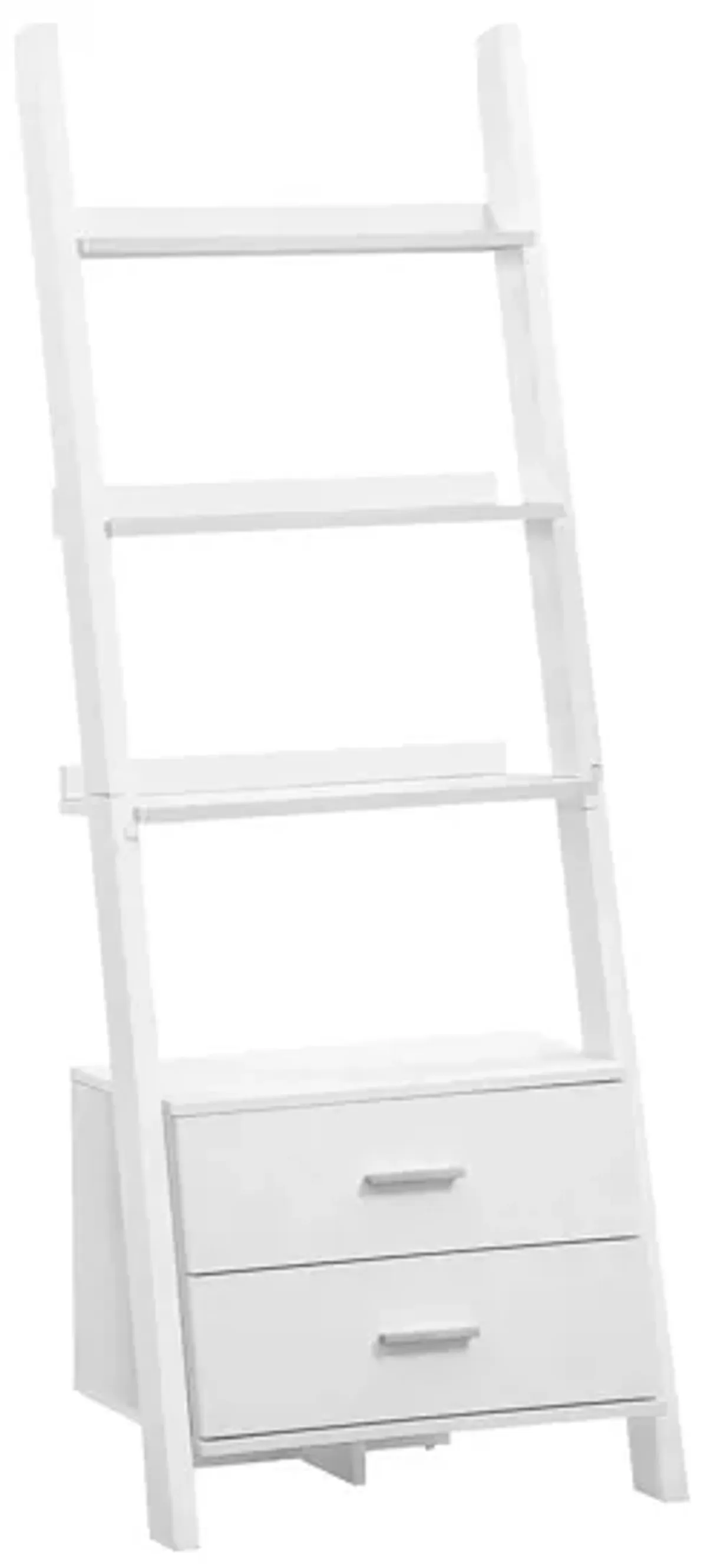 Monarch Leaning 69" Bookcase in White by Monarch Specialties