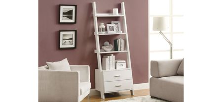 Monarch Leaning 69" Bookcase in White by Monarch Specialties