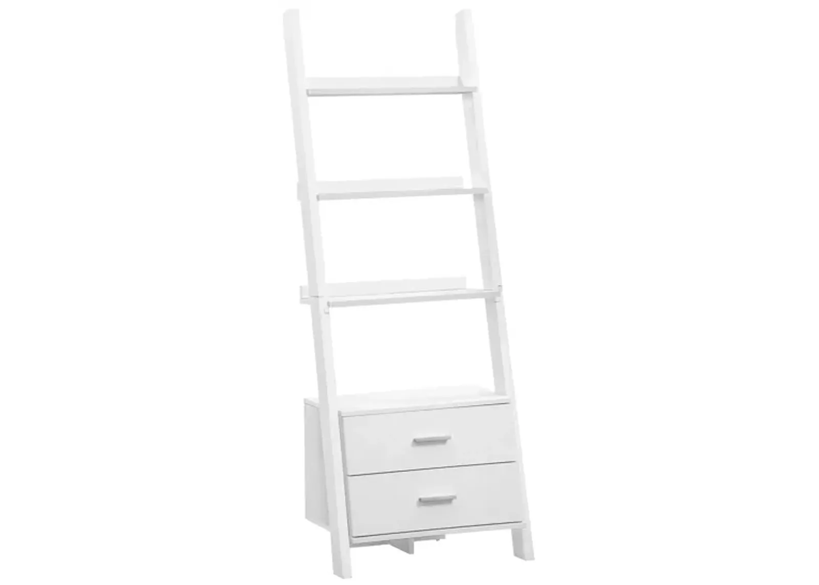 Monarch Leaning 69" Bookcase in White by Monarch Specialties