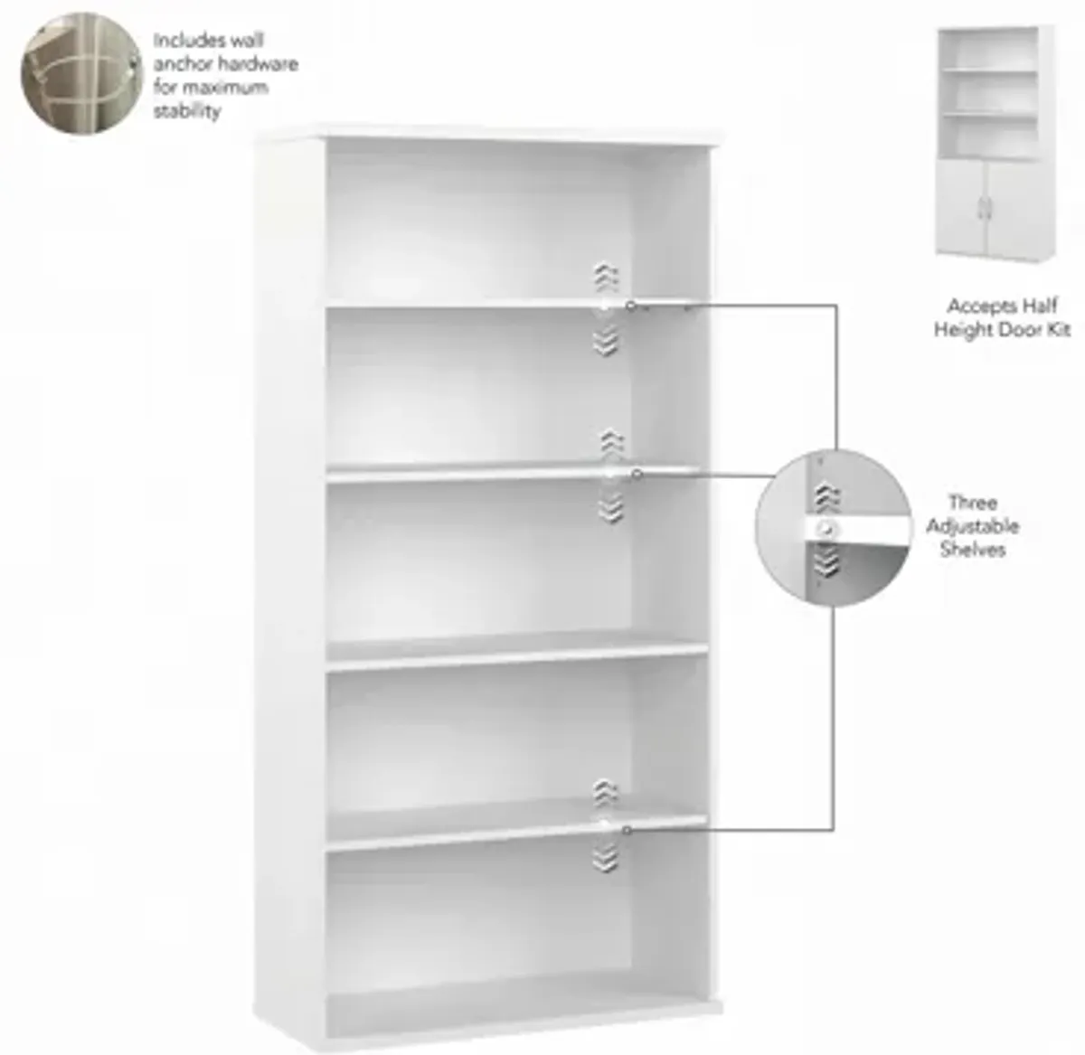 Steinbeck 5 Shelf Bookcase w/ Cabinet