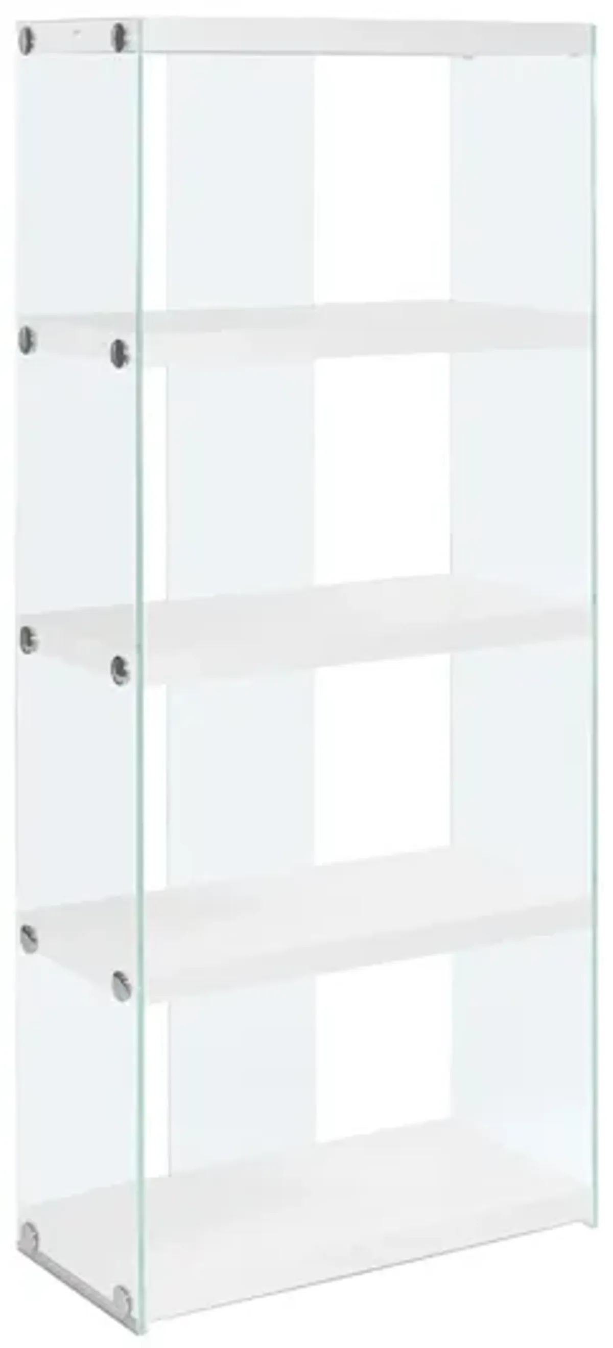 Monarch Tempered Glass 60" Bookcase in White by Monarch Specialties