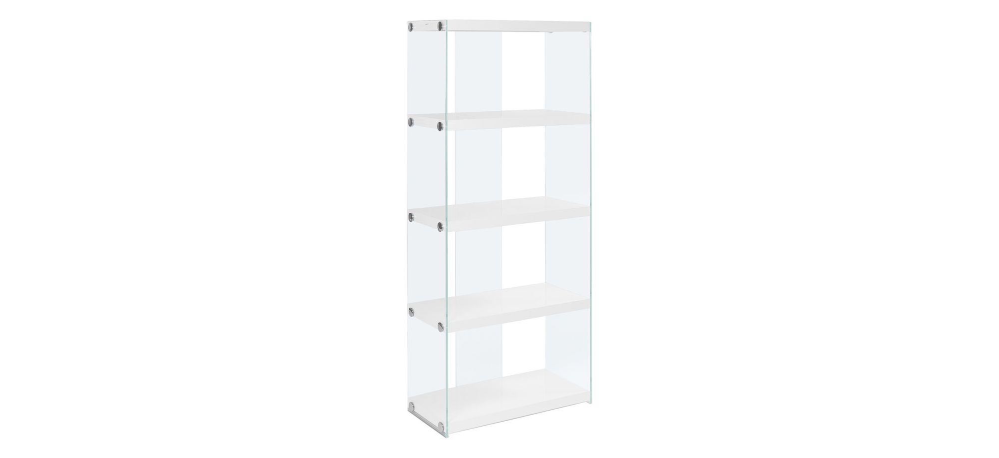 Monarch Tempered Glass 60" Bookcase in White by Monarch Specialties