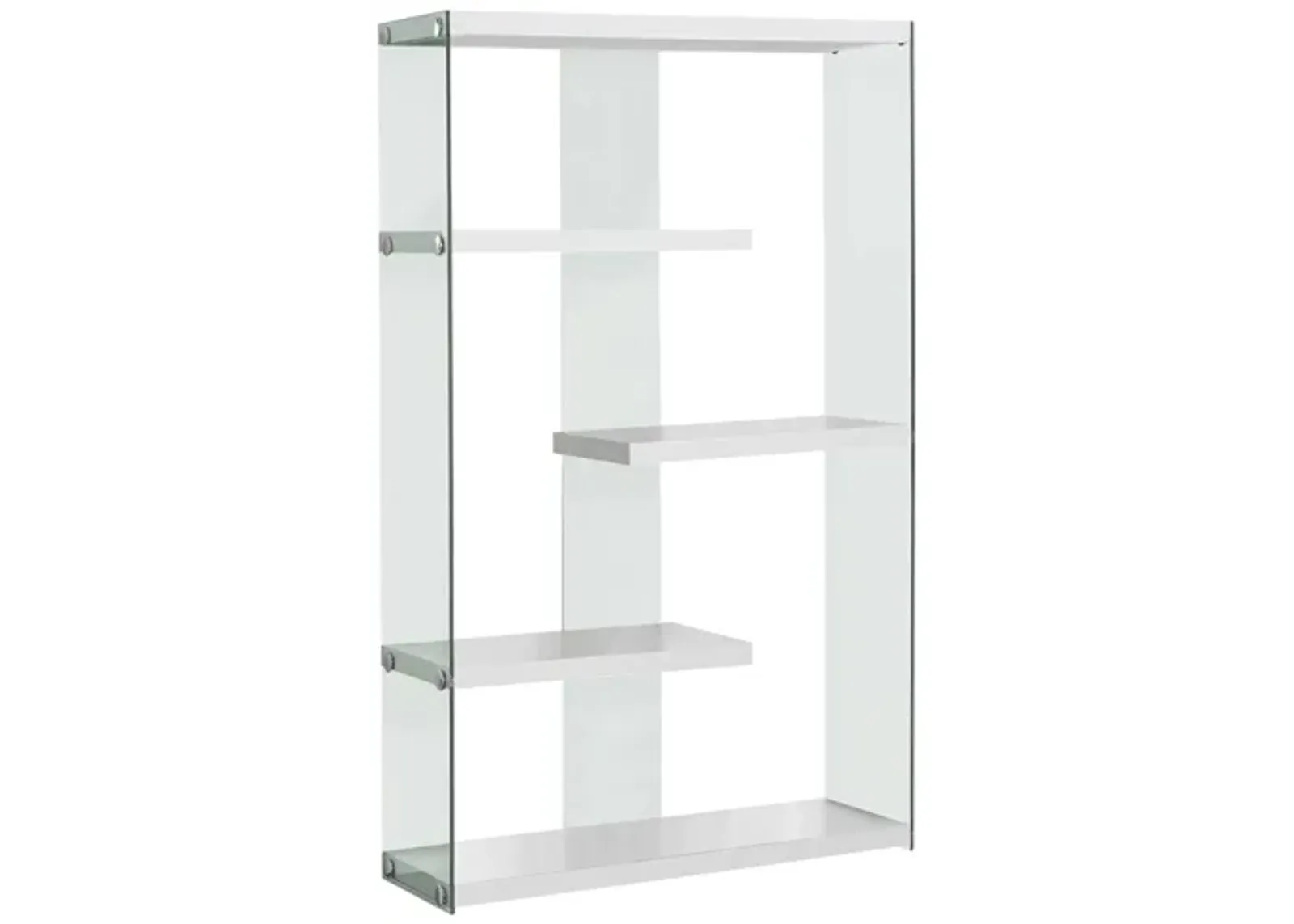 Monarch Floating Shelf 60" Bookcase in White by Monarch Specialties