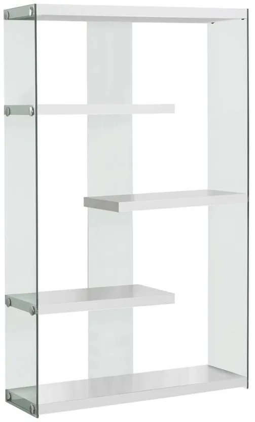 Monarch Floating Shelf 60" Bookcase in White by Monarch Specialties