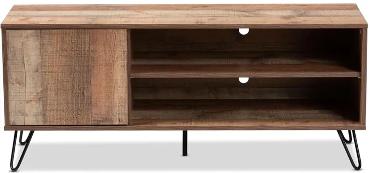 Iver 1-Door TV Stand in Rustic Oak/Black by Wholesale Interiors