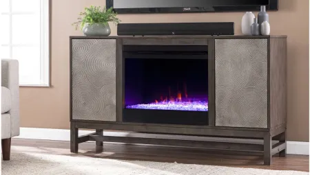 Lyon Color Changing Fireplace Console in Brown by SEI Furniture
