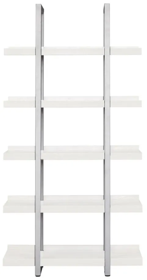 Kristoff Narrow 5-Shelf Etagere Bookcase in White by Unique Furniture