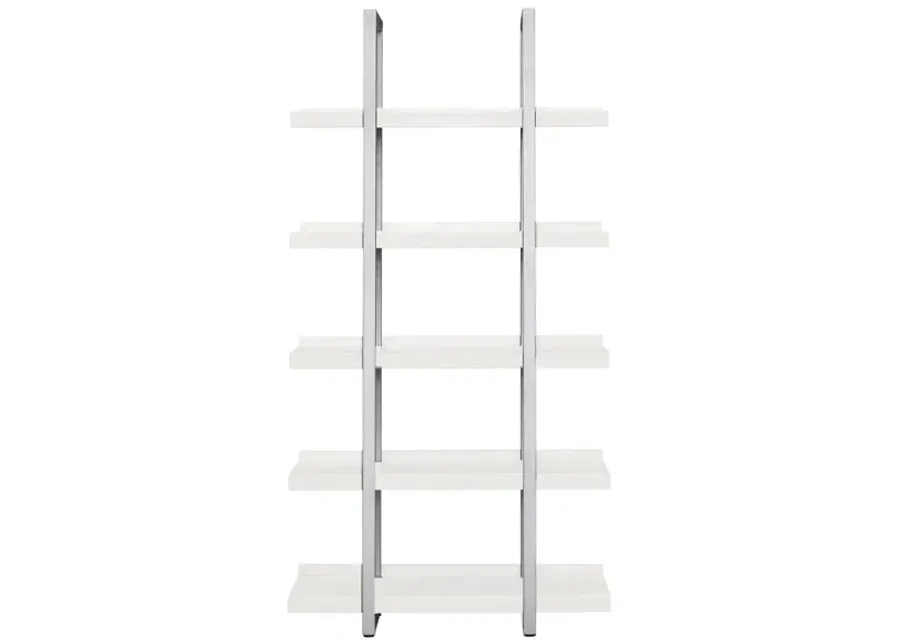 Kristoff Narrow 5-Shelf Etagere Bookcase in White by Unique Furniture