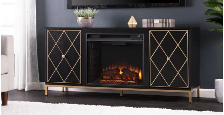 Nelson Fireplace Console in Black by SEI Furniture