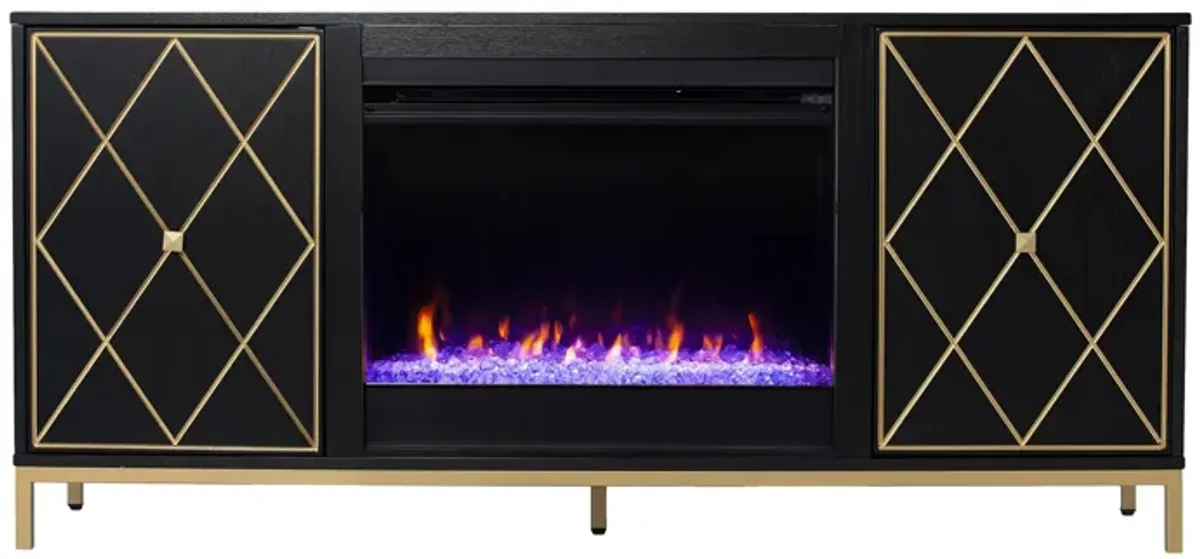 Nelson Color Changing Fireplace Console in Black by SEI Furniture