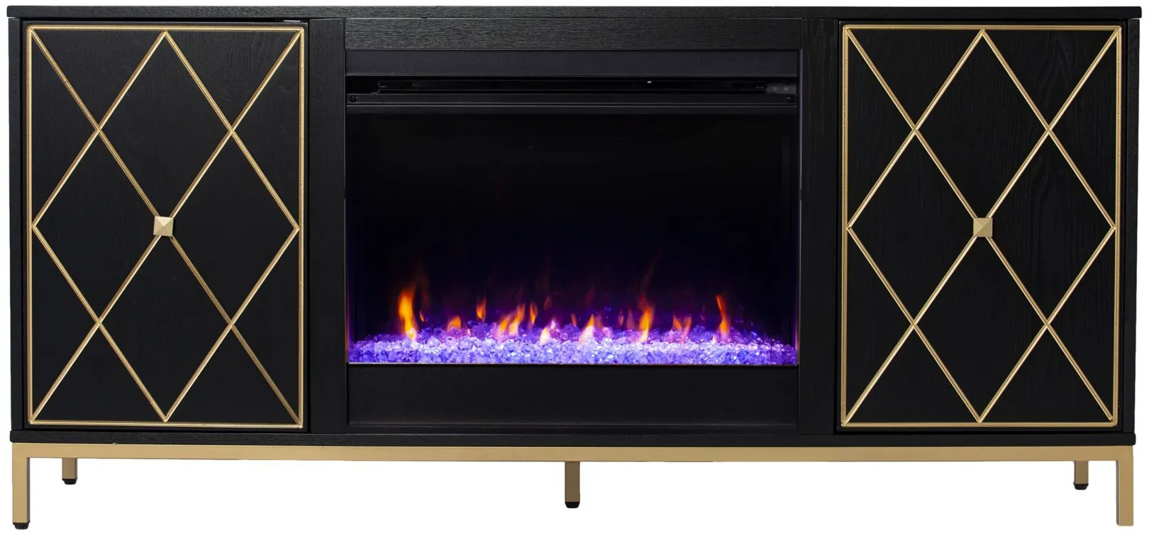 Nelson Color Changing Fireplace Console in Black by SEI Furniture