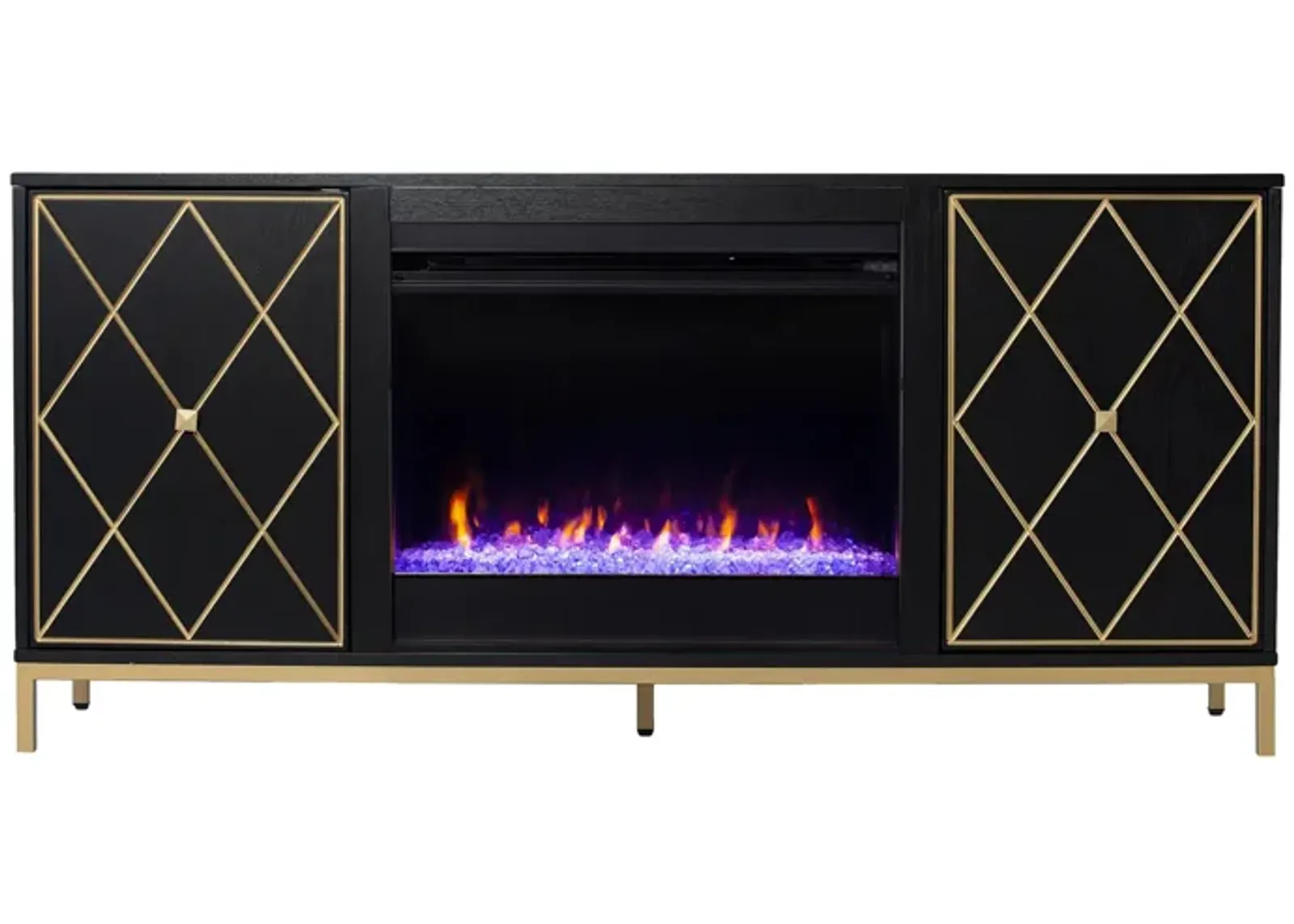 Nelson Color Changing Fireplace Console in Black by SEI Furniture