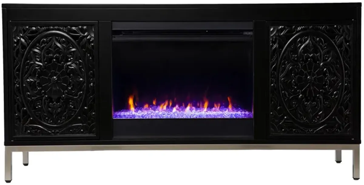 Presley Color Changing Fireplace Console in Black by SEI Furniture