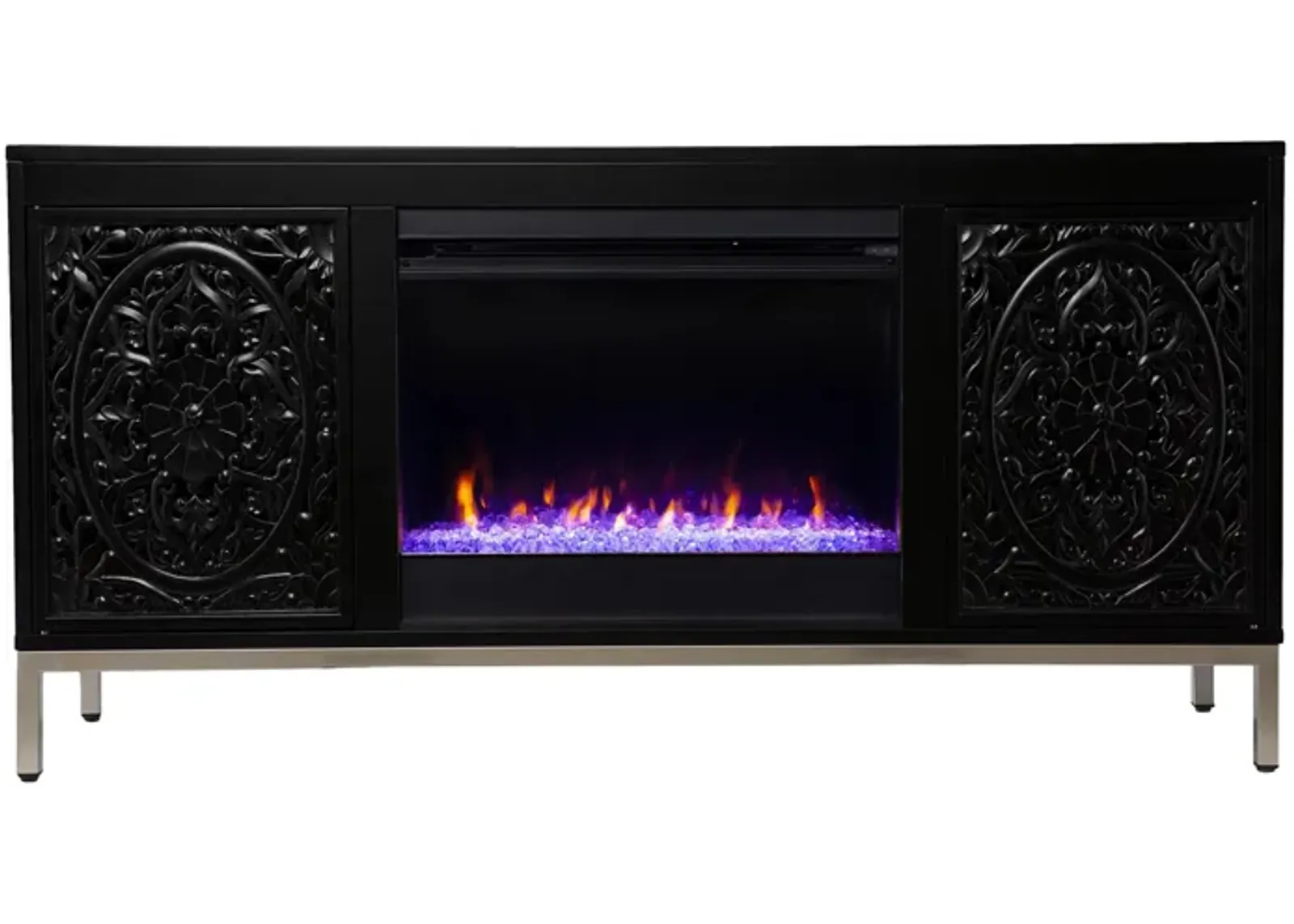 Presley Color Changing Fireplace Console in Black by SEI Furniture