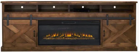 Farmhouse 94" Fireplace Console in Aged Whiskey by Legends Furniture
