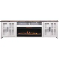 Frampt 98" Fireplace Console in Barnwood with Jasmin White by Legends Furniture