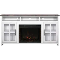 Frampt 74" Fireplace Console in Barnwood with Jasmin White by Legends Furniture