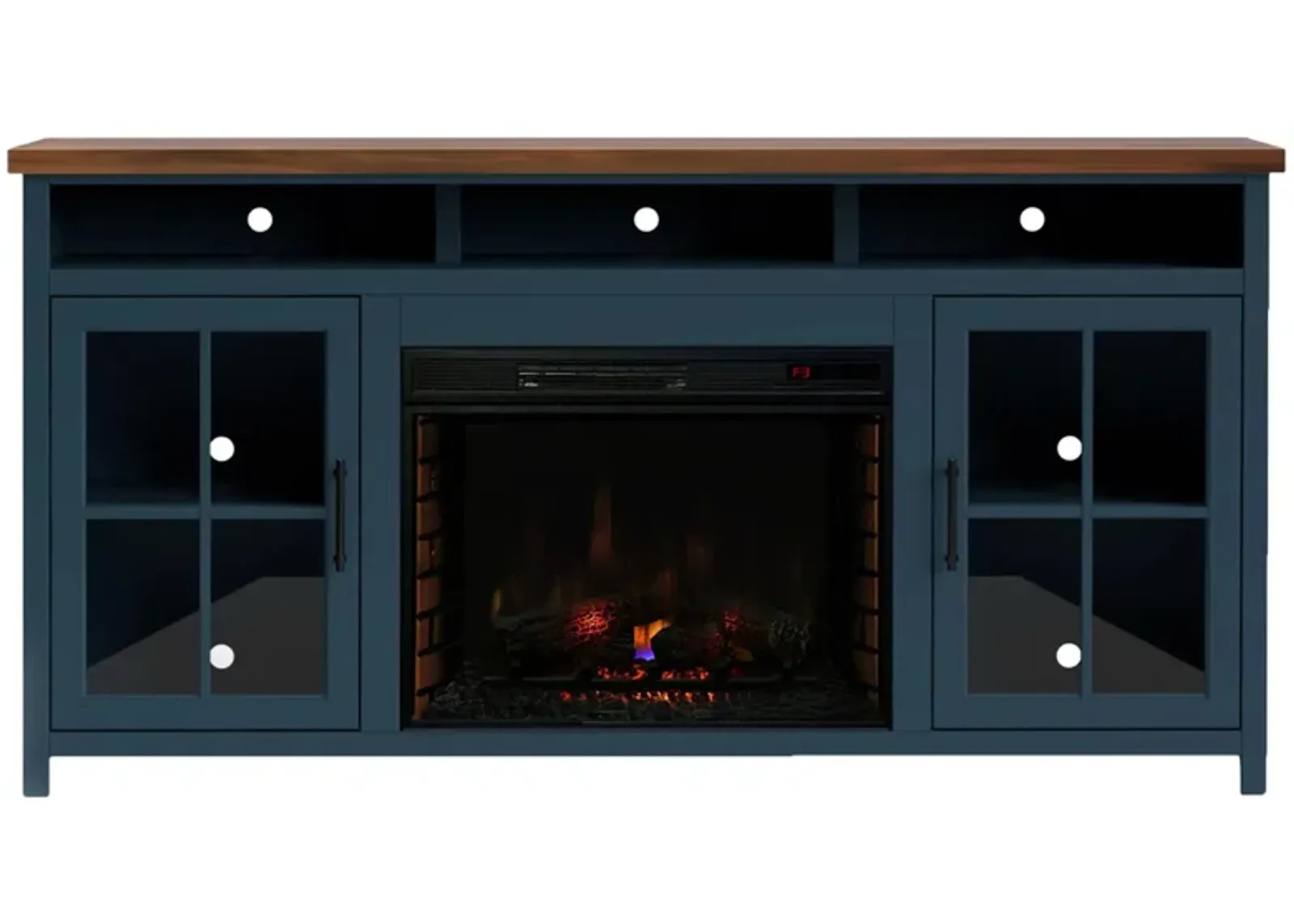 Nantucket 74" Fireplace Console in Blue Denim and Whiskey by Legends Furniture