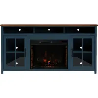 Nantucket 74" Fireplace Console in Blue Denim and Whiskey by Legends Furniture